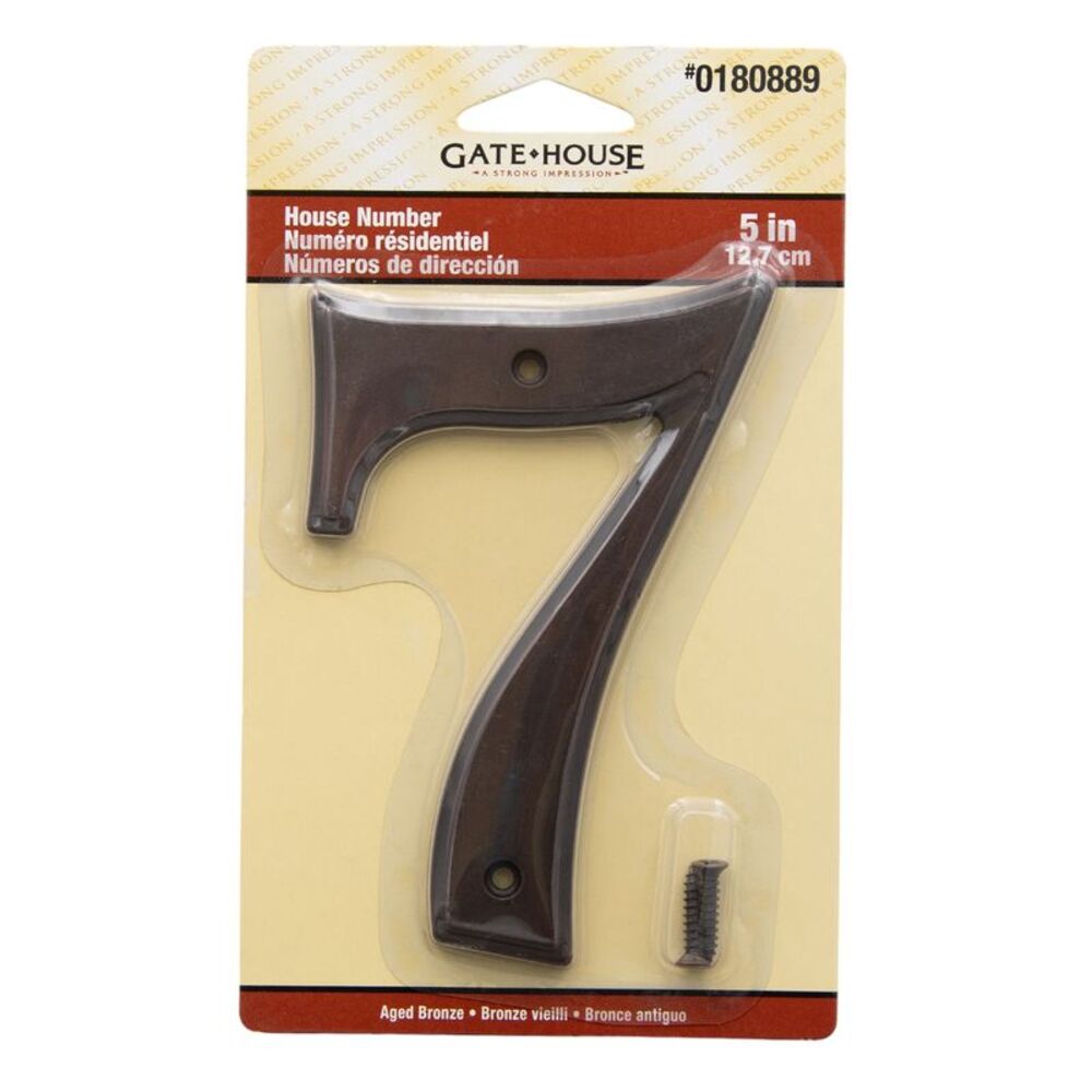 Gatehouse Number 7 Aged Bronze 5-inch House Number Plaque, 0180899